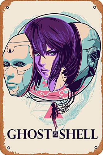 Ghost In The Shell 'Split Mask' Poster Film Kunstdruck Poster Vintage Metall Blechschild Wanddekoration für Bars, Restaurants, Cafés, Pubs 20,3 x 30,5 cm von Ysirseu