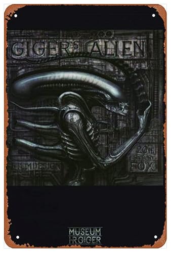 HR Giger Alien Lustiges Metall-Blechschild, 20,3 x 30,5 cm, Bar, Kneipe, Innen- und Außenbereich, Wanddekoration, Geschenke für Männer von Ysirseu