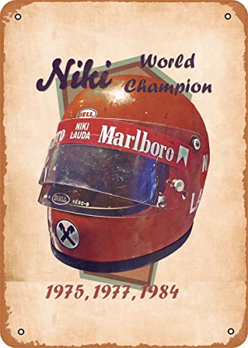Niki Lauda Helm Retro Metall Blechschild 20,3 x 30,5 cm Racing Helme Vintage Poster Man Cave Deko von Ysirseu