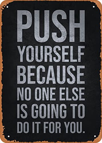 Push Yourself Metall-Blechschild 20,3 x 30,5 cm Gym Motivation Vintage Poster Männerhöhle Deko von Ysirseu