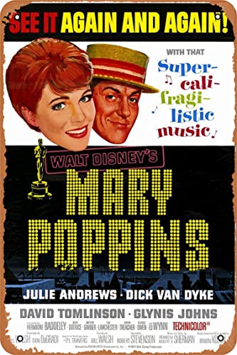 Retro Metall Blechschild Mary Poppins Filmposter Home Bar Shop Dekorationen Kaffee Vintage Schild Geschenk 20,3 x 30,5 cm von Ysirseu