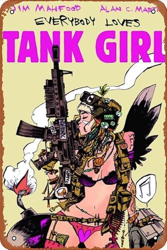 Tank Girl Comics Metall Blechschild Retro Schild Poster, Vintage Metall Dekor, Wandkunst, für Zuhause, Cafés, Geschäft, Club, Bar, Wanddekoration, 20,3 x 30,5 cm von Ysirseu