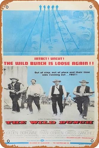 Vintage-Filmposter Wild Bunch, The 1970er Jahre Blechschild, Retro of Classic Old Film Poster Metallschild TV Bar Geschenk Karaoke Music Club Restaurant Man Cave Wanddekoration 20,3 x 30,5 cm von Ysirseu