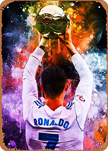 Ysirseu Cristiano Ronaldo Metall Blechschild 20,3 x 30,5 cm Cristiano Ronaldo Vintage Poster Männerhöhle Deko von Ysirseu