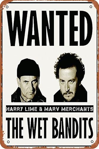 Ysirseu Home Alone Wanted The Wet Bandits Iron On Transfer #2 Poster Retro Metall Blechschild Vintage Schild 30,5 x 20,3 cm Bar Music Club Man Cave Room Wall Decor von Ysirseu