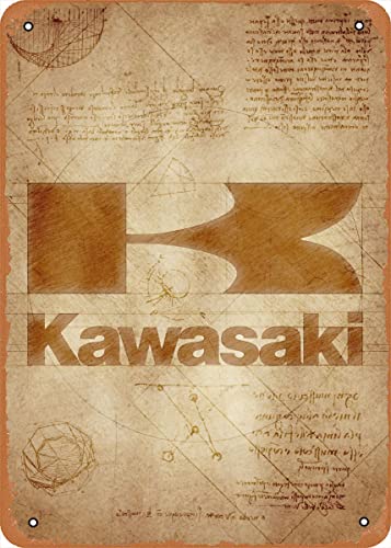 Kawasaki Metall-Blechschild 20,3 x 30,5 cm Motorrad Vintage Stil Vintage Poster Männerhöhle Deko von Ysirseu