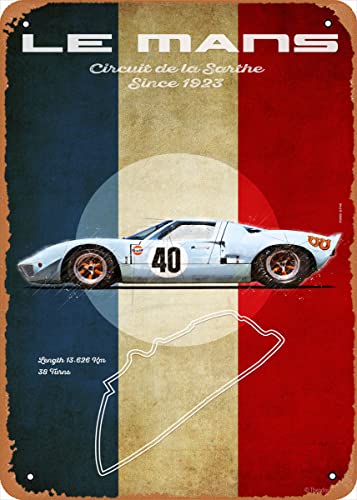 Ysirseu Le Mans GT40 Metall-Blechschild, 20,3 x 30,5 cm, Rennstrecken, Vintage-Poster, Männerhöhle, Deko von Ysirseu