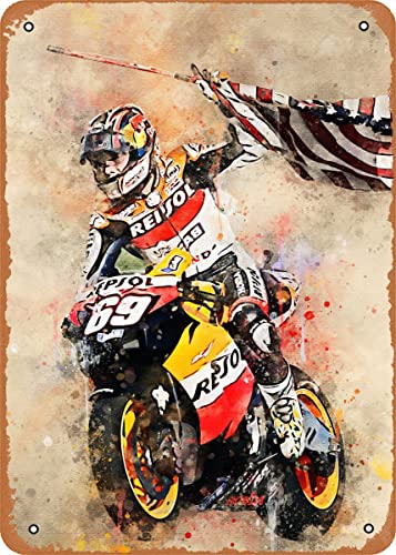 Ysirseu Nicky Hayden Aquarell 1 Metall Blechschild 20,3 x 30,5 cm Aquarell Vintage Poster Männerhöhle Deko von Ysirseu