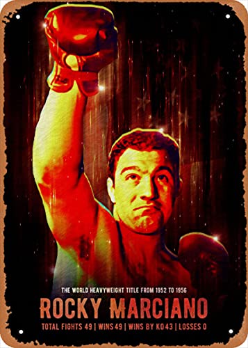 Ysirseu Rocky Marciano Metall-Blechschild 20,3 x 30,5 cm Boxen und Kampfkunst Vintage Poster Männerhöhle Deko von Ysirseu