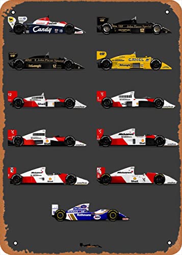 Ysirseu Senna All Cars Metall-Blechschild 20,3 x 30,5 cm Ayrton Senna Vintage Poster Man Cave Dekorativ von Ysirseu
