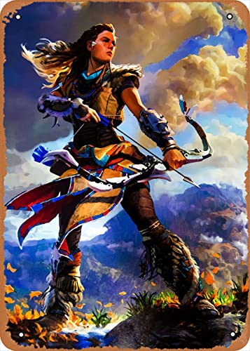 Ysirseu The Classic Arcade Videospiel-Poster Metall-Blechschild Horizon Zero Dawn Horizon Zero Dawn Wandkunst Dekor Blechschild - 20,3 x 30,5 cm von Ysirseu