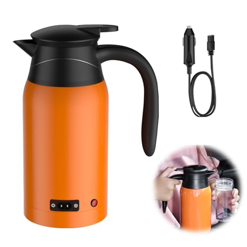Auto Wasserkocher 12V, Elektrischer Wasserkocher aus Edelstahl mit Temperatureinstellung, Tragbarer Edelstahl Lkw Reisewasserkocher Mobiler Kettle für Tee Kaffee Trinken von Ysislybin