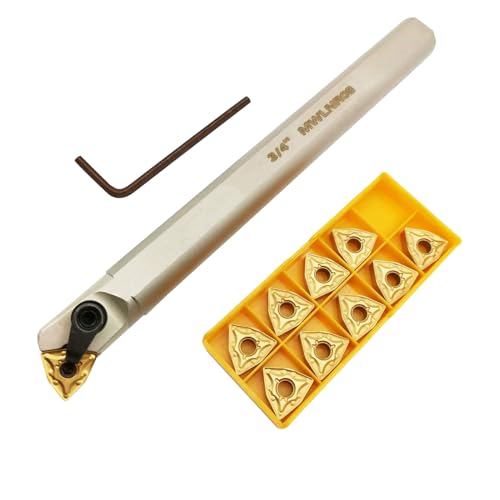 Drehmeißel, 3/4" Drehmeissel Bohrstange 20mm Hartmetall Drehmeißel Drehwerkzeughalter S20R-MWLNR08 Drehmaschine Drehen Werkzeughalter mit 10pcs WNMG0804 Einsätze von Ysislybin