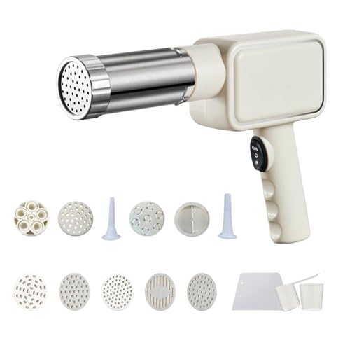 Elektrische Nudelmaschine Handheld, Elektrische Nudel Presse Pastamaschine Automatische Handheld Noodle Maker Tragbare Kabellose Nudelmaschine Manuell mit 5 Pressformen Haushalt Zubehörteilen von Ysislybin