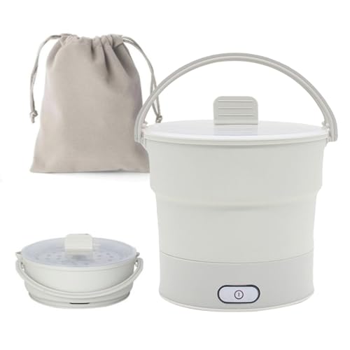 Elektrischer Hot Pot Faltbar, Faltbarer Elektrischer Reisekocher 1L 700W Multifunktionaler Elektrischer Kocher mit Dampf Eintopf Faltbarer Reisewasserkocher Edelstahlboden für Camping Wohnheim von Ysislybin