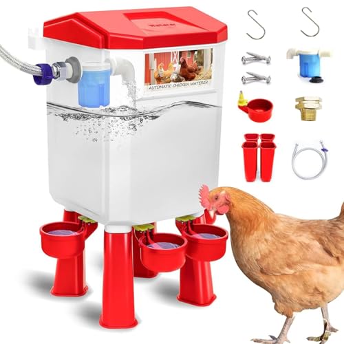 Hühnertränke Tränke, Automatische Hühnertränke 7 L, Freistehende Hühnerbewässerung mit verstellbaren Beinen, Hängende oder stehende Geflügeltränke, Chicken Waterer, BPA-Frei von Ysislybin