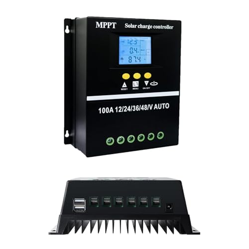MPPT Solarladeregler, 100A Laderegler Solar mit 12V 24V 36V 48V Intelligente Erkennung und 2 USB-5-V-Schnittstelle, MPPT Laderegler mit LCD Display für Blei-Säure-, Lade-, Entlade-, Lithium-Batterien MPPT Solarladeregler, 100A Laderegler Solar mit 12V 24V 36V 48V Intelligente Erkennung und 2 USB-5-V-Schnittstelle, MPPT Laderegler mit LCD Display für Blei-Säure-, Lade-, Entlade-, Lithium-Batterien von Ysislybin