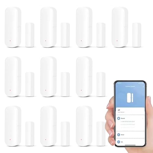 WiFi Türsensor, 10 Stück Wireless Türfenstersensor, Intelligenter Fensterkontaktsensor, Drahtloser Fenstertürsensor Alarm für Heimsicherheit und Smart-Home-Automatisierung, Kein Hub Erforderlich von Ysislybin