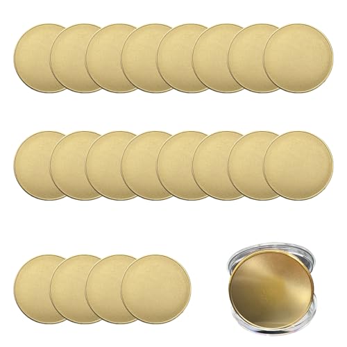 Ysislybin 20 Stück Messing Rohling Challenge Münzen, 40mm Laser-Blanko Münzen zum Gravieren 3mm Massivem Messing mit Gewinde Kanten und Acrylbox Metallrohlinge Material für Faserlaser Gravurmaschine von Ysislybin