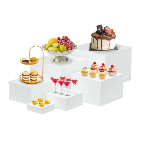 Ysislybin 6 Stück Tortenständer, Buffet Ständer Acryl Kuchenständer, Dessert-Ständer mit Hohlen Böden, Lebensmittel Display Ständers Aufbewahrungsbox für Deko, Süßigkeiten, Kosmetik & Aromen von Ysislybin