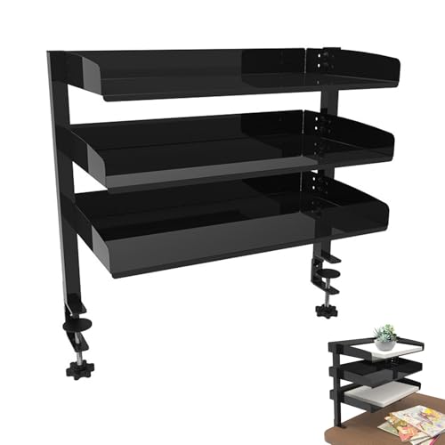 Ysislybin Schreibtischregal, Klemmbares Schreibtisch Organizer Regal, 3 Stöckig Clip On Desk Shelf, Schwarz Schreibtisch Aufsatzregal für Home Office Schule (44 x 22 x 39cm) von Ysislybin