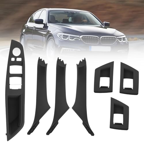 Ysislybin Türgriffe Innen Set, Fahrersitztasten Schalterrahmen Aufbewahrungsbox + Innentürgriff Innentürverkleidung Pull Zierblende + Fensterschalter Abdeckung Carbon Fiber,Kompatibel mit 5er F10 F18 von Ysislybin