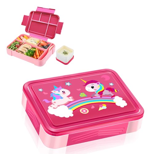 Yskmefun Brotdose Kinder mit Fächern, mit Einhorn Muster Bento Box Kinder, Vesperbox Kinder, BPA Frei, Brotdose Kindergarten, Brotbox Kinder, Brotzeitbox Mädchen & Jungen von Yskmefun