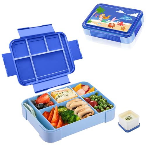 Yskmefun Junior Brotdose Kinder mit Fächern | 1330ml Lunchbox Kinder| Bento Box Kinder | Brotbox| Snackbox | Perfekt für Schule, Kindergarten & Unterwegs | BPA Frei vesperbox kinder von Yskmefun