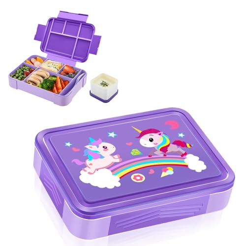 Yskmefun Kinder Brotdose mit Fächern, mit Einhorn Muster Lunchbox Kinder, 1330ml Vesperbox Kinder, BPA Frei, Kindergarten Brotdose, Kinder Brotdose, Brotbox Mädchen & Jungen von Yskmefun