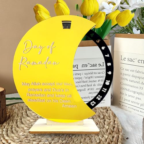 Yskmefun Yskmefun Ramadan Kalender Rund, Ramadan Adventskalender aus Acryl,Ramadan Kalender Kinder, 30 Tage Countdown Ramazan Dekor, Ramadan Dekoration Zubehör Wohnzimmer Ramadan Geschenke von Yskmefun