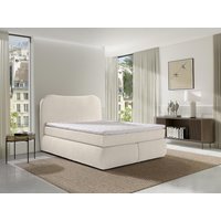 Boxspringbett komplett mit Bett-Kopfteil + Bettgestell + Matratze + Topper - 160 x 200 cm - Bouclé-Stoff - Beige - TRAVINO von YSMÉE von Vente-unique