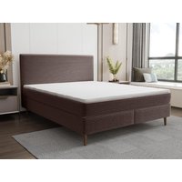 Boxspringbett komplett mit Bett-Kopfteil + Lattenrost + Matratze + Topper - 180 x 200 cm - Cord - Braun - NARA von YSMÉE von Ysmée