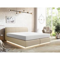 Boxspringbett mit Kopfteil + Lattenrost mit LED-Beleuchtung + Matratze - 180 x 200 cm - Stoff - Beige - OTARU von YSMÉE von Ysmée