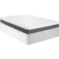 Set aus Bettgestell mit Bettkasten + 7-Zonen-HD-Schaumstoffmatratze & Memory-Schaum-Auflage - 140 x 190 cm - mit abnehmbarem Bezug - Stärke 25 cm - Weiß - RIAU von YSMÉE von Vente-unique