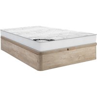 Set aus Bettgestell mit Bettkasten + Taschenfederkernmatratze - 140 x 190 cm - Stärke 20 cm - Holzfarben hell - SONGE von YSMÉE von Vente-unique