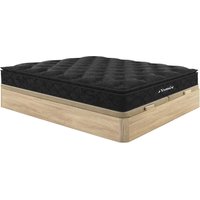 Set aus Bettgestell mit Bettkasten + Taschenfederkernmatratze & Topper - 180 x 200 cm - Stärke 28 cm - Holzfarben hell - BLACK DREAM von YSMÉE Set aus Bettgestell mit Bettkasten + Taschenfederkernmatratze & Topper - 180 x 200 cm - Stärke 28 cm - Holzfarben hell - BLACK DREAM von YSMÉE von Vente-unique