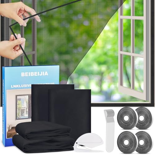 Ysneybbh 4 Stück Fliegengitter für Fenster, 1.3m x 1.5m Selbstklebendes Moskitonetze für Fenster mit Klebeband, Handbuch und Presswerkzeug, Fliegengitter Fenster Schützen die Familie vor Insekten (B) von Ysneybbh