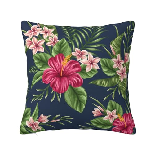 YsoLda Kissenbezug, dekorativer Überwurf-Kissenbezug, weiche Kissenbezüge 40 x 40 cm für Schlafzimmer, Sofa, Tropische Blumen, Frangipani-Hibiskus von YsoLda