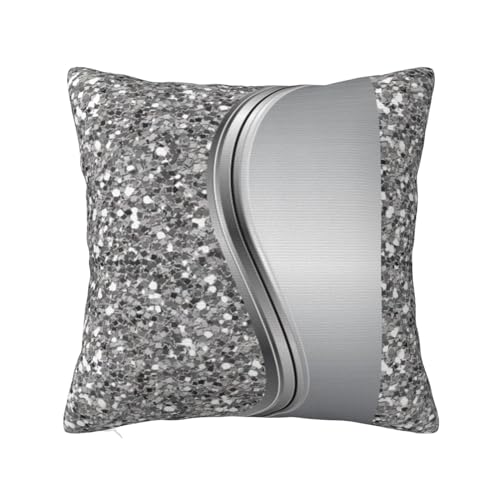 YsoLda Kissenbezug, dekorativer Überwurf-Kissenbezug, weiche Kissenbezüge 40 x 40 cm für Schlafzimmer, Sofa, silberfarbener Glitzer-Glamour-Bling von YsoLda