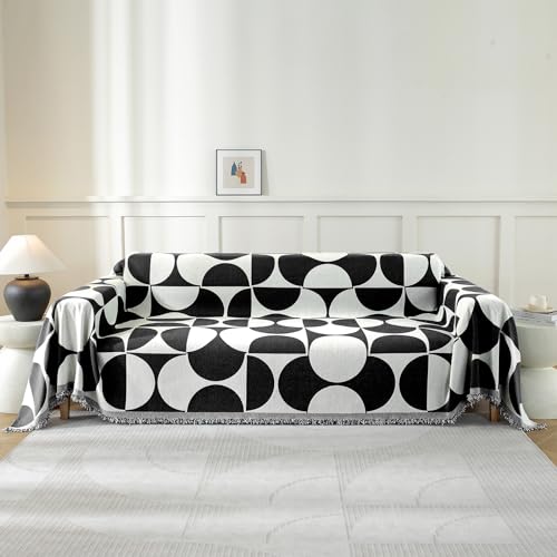 Ystyle Couch Überwurf, Sofa Überzug 1/2/3/4 Sitzer, Sofa Überwurfdecke, Couchüberwürfe Sofabezug Sofaüberwurf Couchdecke Sofaüberwürfe Sofa Bezug Überwurf Sofa Decke, 180x230 cm, Schwarz Weiß von Ystyle