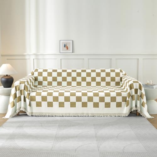 Ystyle Couch Überwurf, Sofa Überzug 1/2/3/4 Sitzer, Sofa Überwurfdecke, Couchüberwürfe Sofabezug Sofaüberwurf Couchdecke Sofaüberwürfe Sofa Bezug Überwurf Sofa Decke, 180x340 cm, Khaki von Ystyle