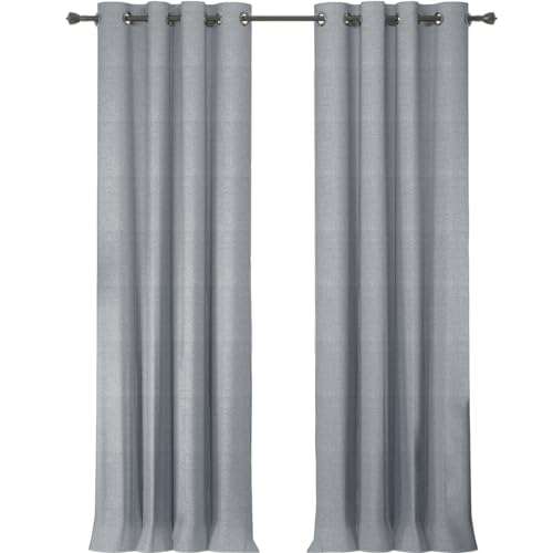 Ystyle Gardinen 2er Set, 100% Verdunklungsvorhänge, 140×300cm, Thermovorhang Gegen Kälte Und Hitze, Leinenoptik Blickdicht Wohnzimmer, Schallschutz Vorhang Mit Ösen Schlafzimmer, Hellgrau von Ystyle