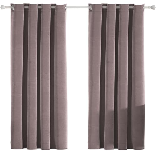 Ystyle Gardinen Samt 2er Set, 100% Verdunklungsvorhänge, 140×175cm, Thermovorhang Gegen Kälte Und Hitze, Vorhänge Blickdicht Schlafzimmer Wohnzimmer, Schallschutz Vorhang Mit Ösen, Rosa von Ystyle