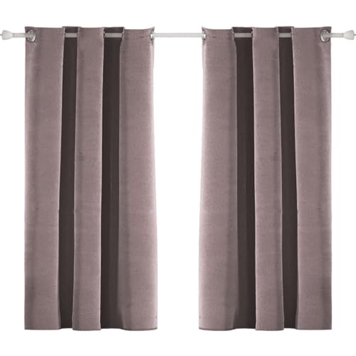 Ystyle Gardinen Samt 2er Set, Thermovorhang Kälteschutz, 117×137cm, Vorhang Blickdicht 100%, Wärmeschutzvorhang, Thermovorhang Gegen Kälte Und Hitze, Curtain Verdunkelungsvorhang, Rosa von Ystyle