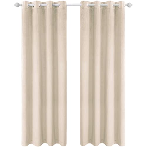 Ystyle Gardinen Samt 2er Set, Thermovorhang Kälteschutz, Vorhänge Blickdicht Mit Ösen, Verdunkelungsvorhang, Curtains, Thermovorhang Hitzeschutz, Verdunklungsvorhänge Für Wohnzimmer, Beige von Ystyle