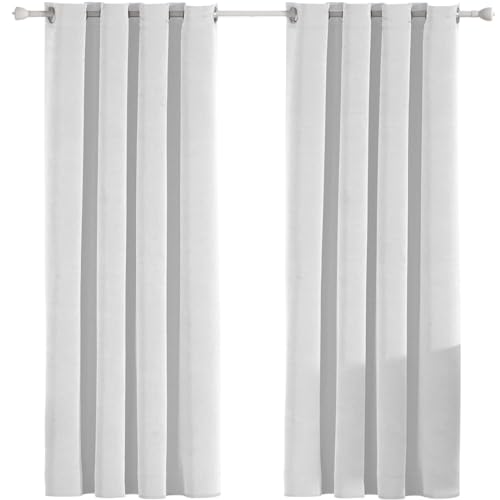 Ystyle Gardinen Samt 2er Set, Thermovorhang Kälteschutz, Vorhang Blickdicht 100%, 140×240cm, Wärmeschutzvorhang, Thermovorhang Gegen Kälte Und Hitze, Curtain Verdunkelungsvorhang, Beige Weiß von Ystyle