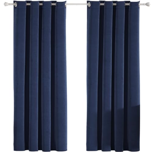 Ystyle Gardinen Samt 2er Set, Thermovorhang Kälteschutz, Vorhang Blickdicht 100%, 140×240cm, Wärmeschutzvorhang, Thermovorhang Gegen Kälte Und Hitze, Curtain Verdunkelungsvorhang, Blau von Ystyle