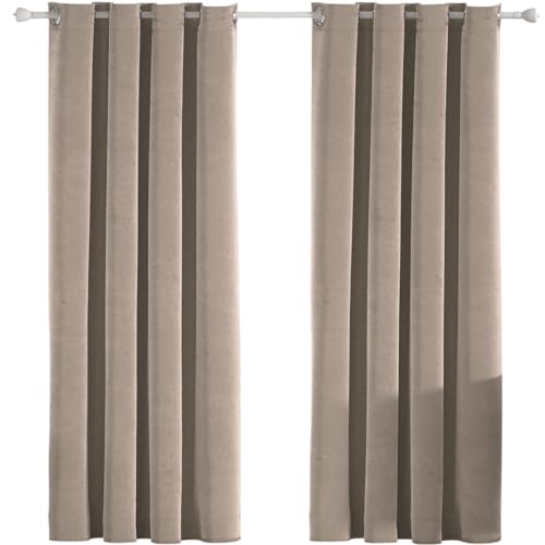 Ystyle Gardinen Samt 2er Set, Thermovorhang Kälteschutz, Vorhang Blickdicht 100%, 140×240cm, Wärmeschutzvorhang, Thermovorhang Gegen Kälte Und Hitze, Curtain Verdunkelungsvorhang, Kamel von Ystyle