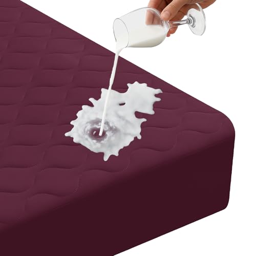 Ystyle Matratzenschoner Wasserdicht 160x200cm, Wasserdicht Atmungsaktive Matratzenbezug, Tiefe Tasche Matratzenbezug Dehnt Sich Bis Zu 30 cm, Rundumbezug Elastisch Matratzenschutz, Burgundy Ystyle Matratzenschoner Wasserdicht 160x200cm, Wasserdicht Atmungsaktive Matratzenbezug, Tiefe Tasche Matratzenbezug Dehnt Sich Bis Zu 30 cm, Rundumbezug Elastisch Matratzenschutz, Burgundy von Ystyle