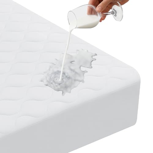 Ystyle Matratzenschoner Wasserdicht 90x190cm, Wasserdicht Atmungsaktive Matratzenbezug, Tiefe Tasche Matratzenbezug Dehnt Sich Bis Zu 30 cm, Rundumbezug Elastisch Matratzenschutz, Weiß von Ystyle